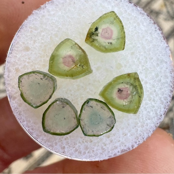3.70ctw genuine watermelon tourmaline slices in gem jar - Picture 1 of 2
